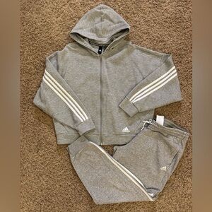 adidas Gray Track Pants & Hoodie Set